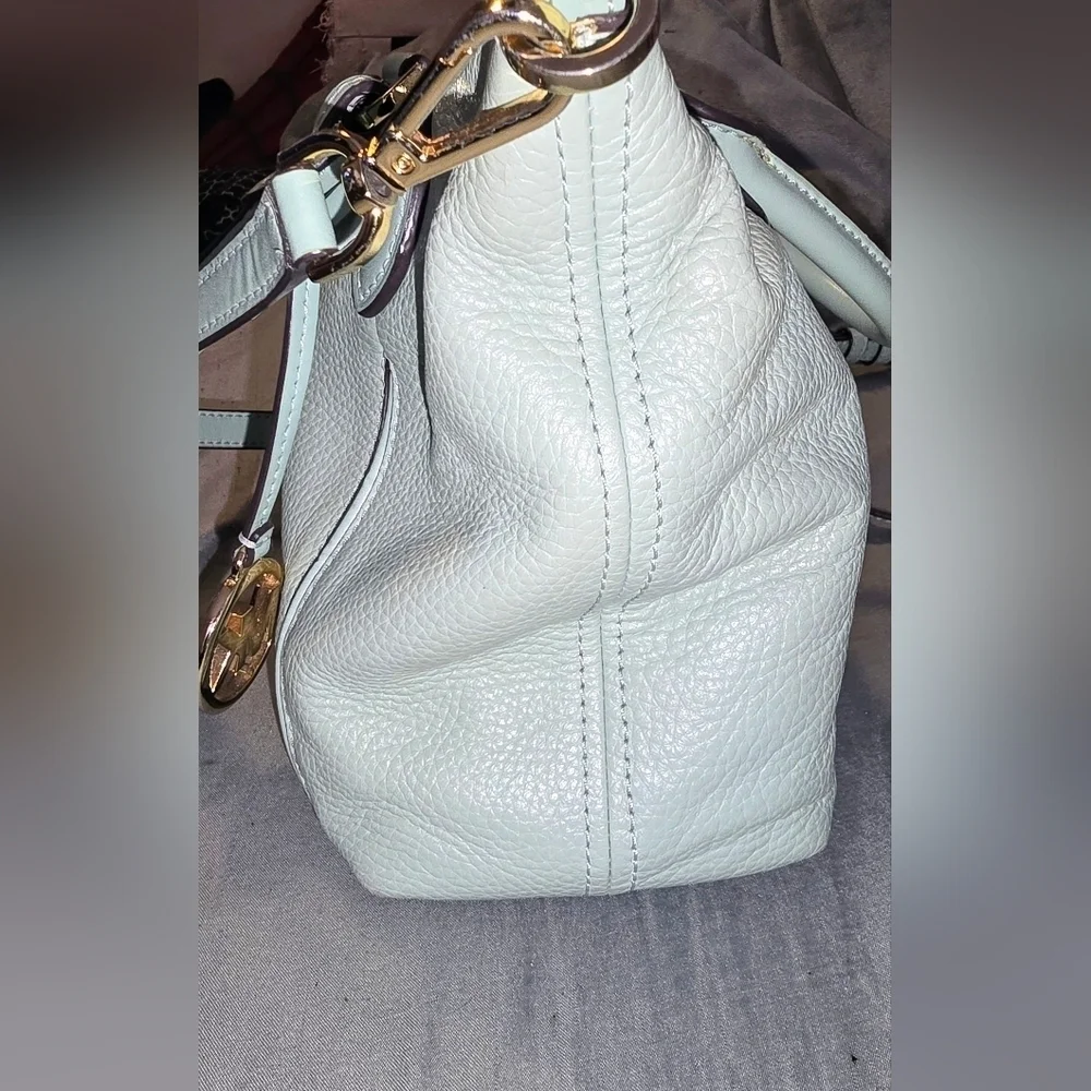 Michael Kors Light Mint Green Pebbles Leather Tote Bag
